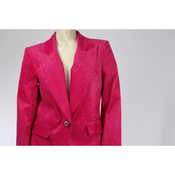 Veronica Beard Lia Dickey Pink Velvet Blazer Jacket Single Button Style Size 8 - Picture 5 of 16